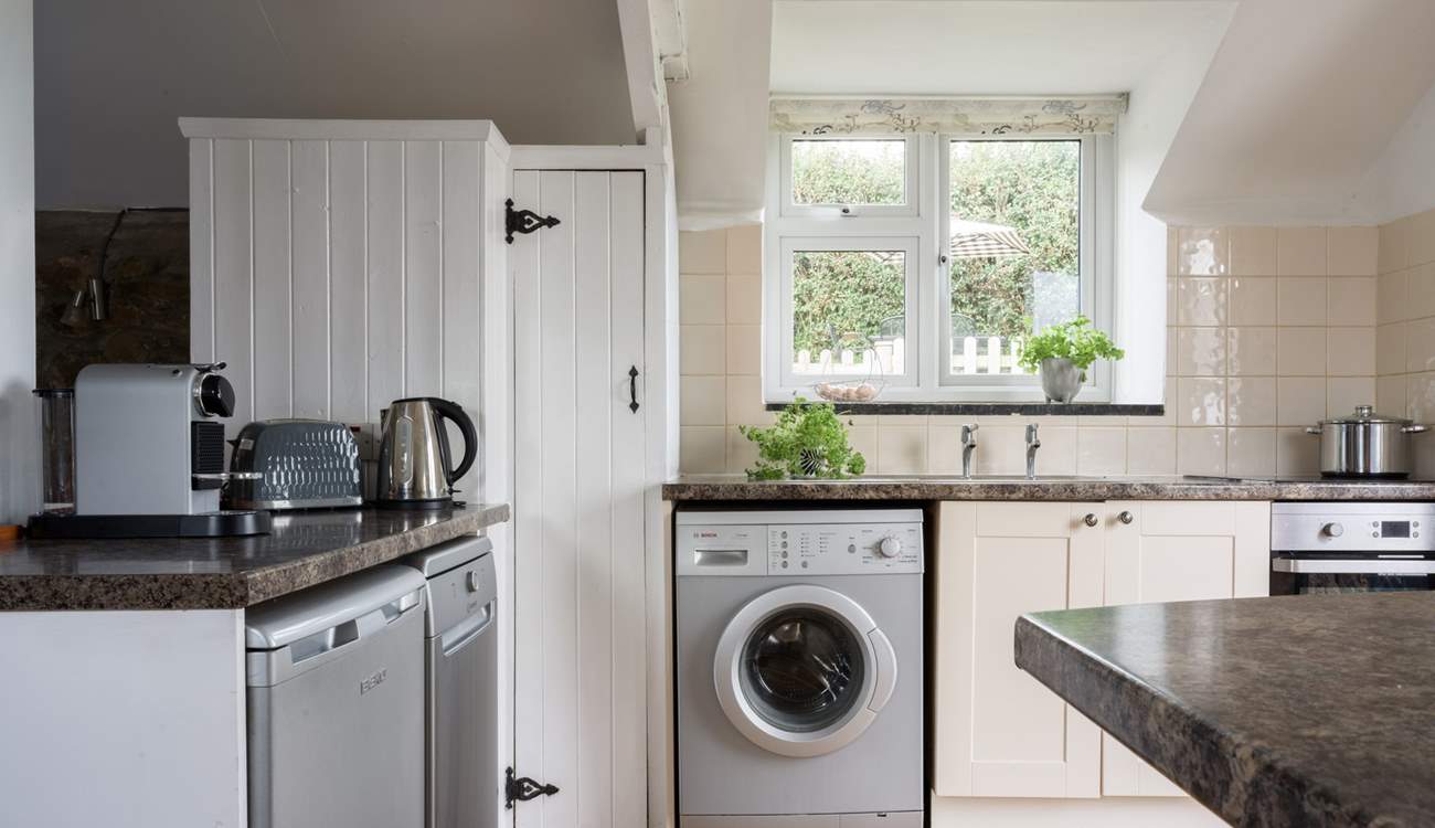 The kitchen has everything you need for whipping up a hearty meal as well as that all-important coffee machine.