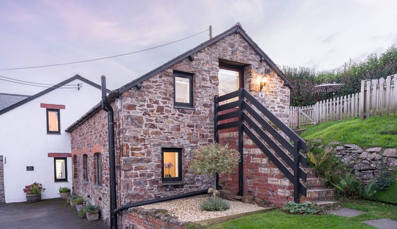 Head up the steps to Gull Cottage.