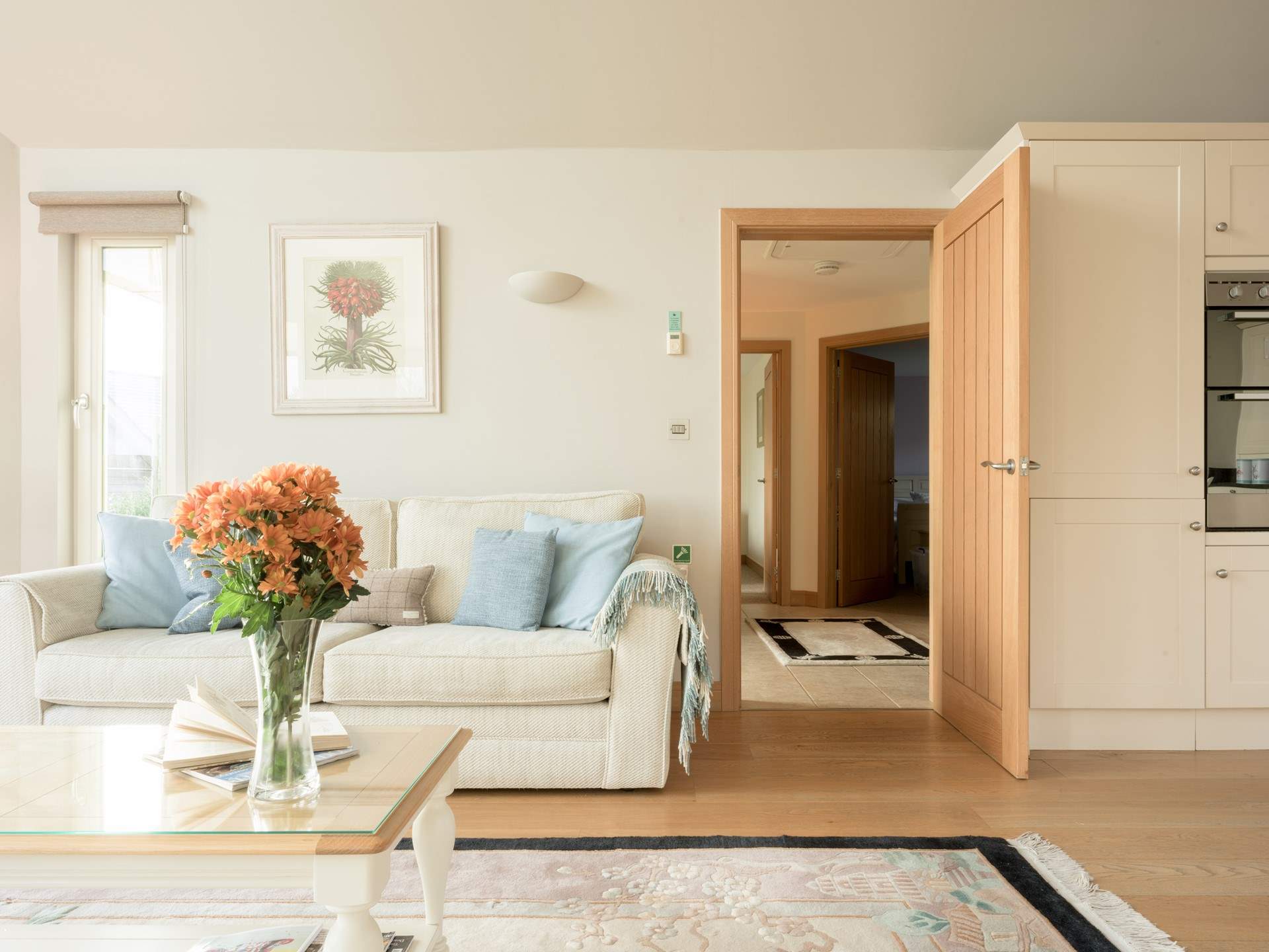 The living-room is bathed in light and come evening time the sunsets are spectacular.