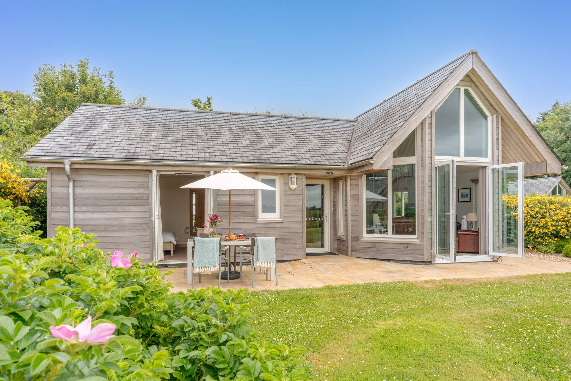 The French doors from the bedroom and lounge really connect you to the gorgeous garden.