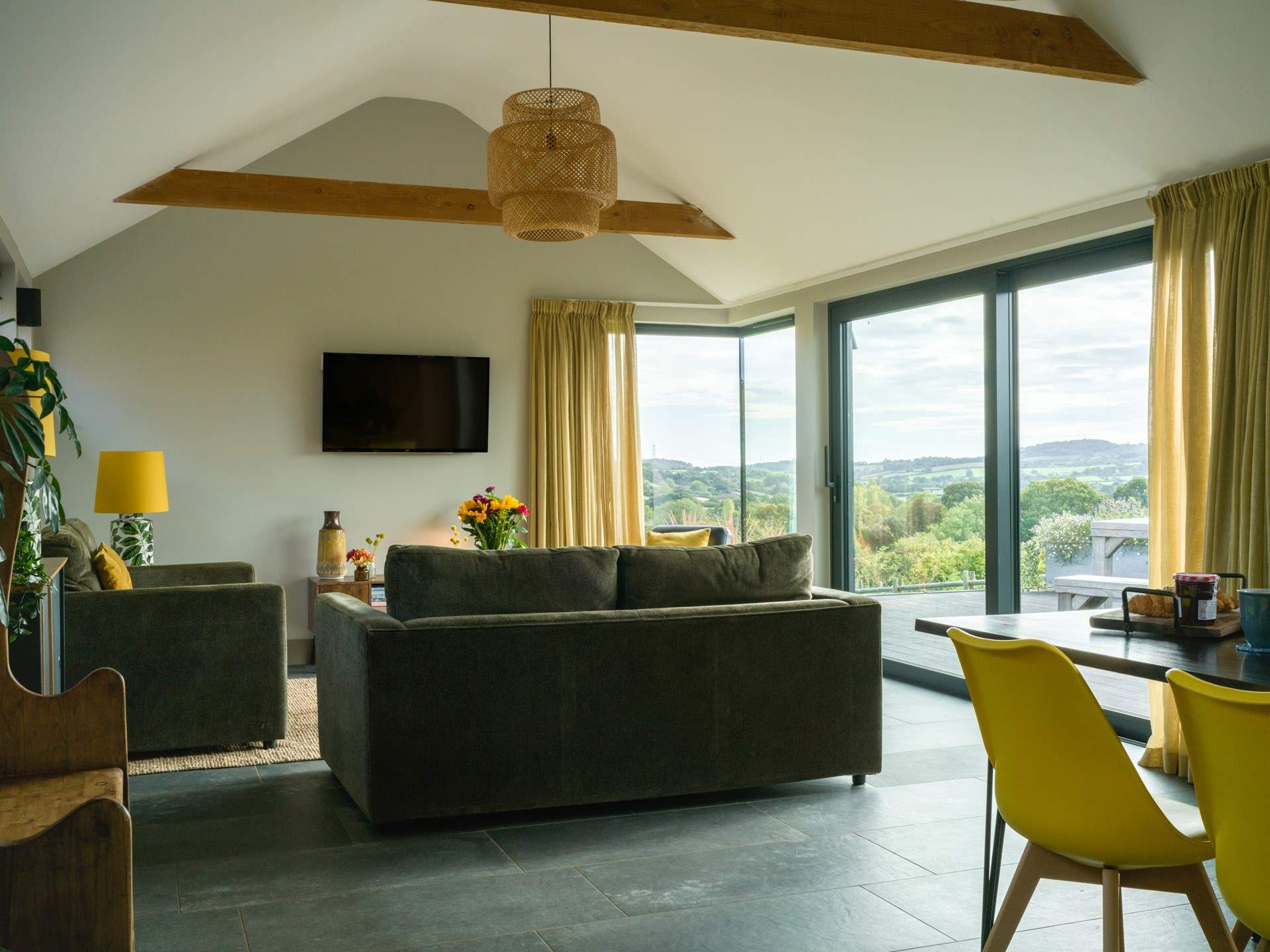 The views from the living area are quite something and the large sliding doors really open up the room and let the outside in.