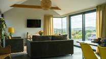 The views from the living area are quite something and the large sliding doors really open up the room and let the outside in.