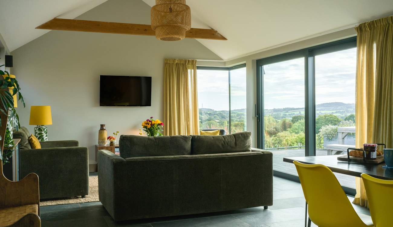 The views from the living area are quite something and the large sliding doors really open up the room and let the outside in.