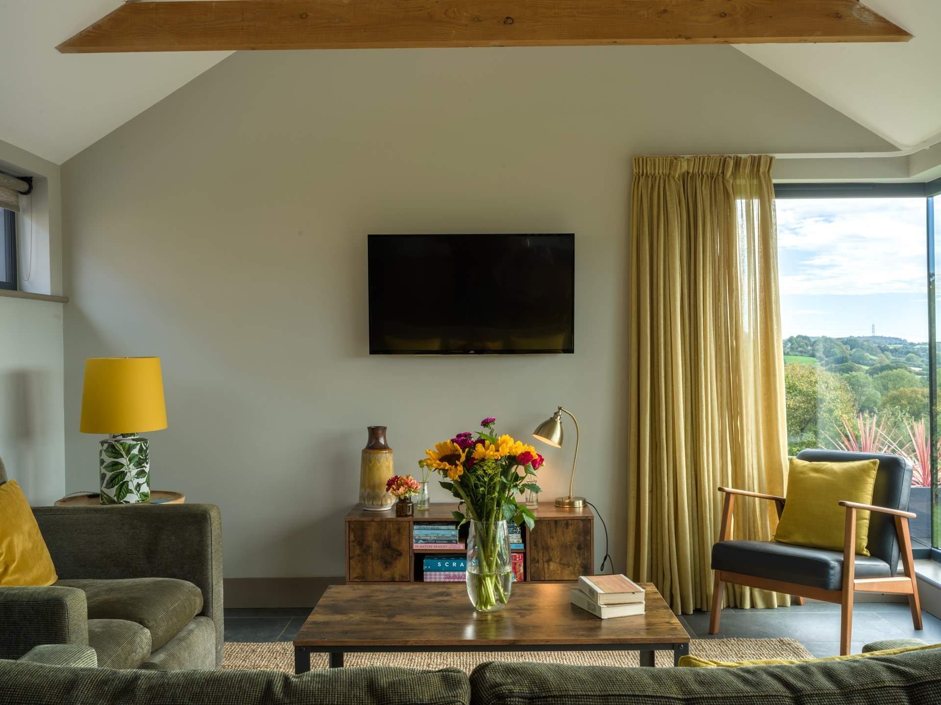 The living area has been carefully styled to create a cosy social space.