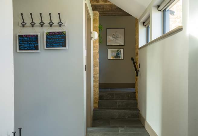 Clever little touches throughout include personalised chalkboard recommendations and local tips. Be mindful of the steps up to both bedrooms.