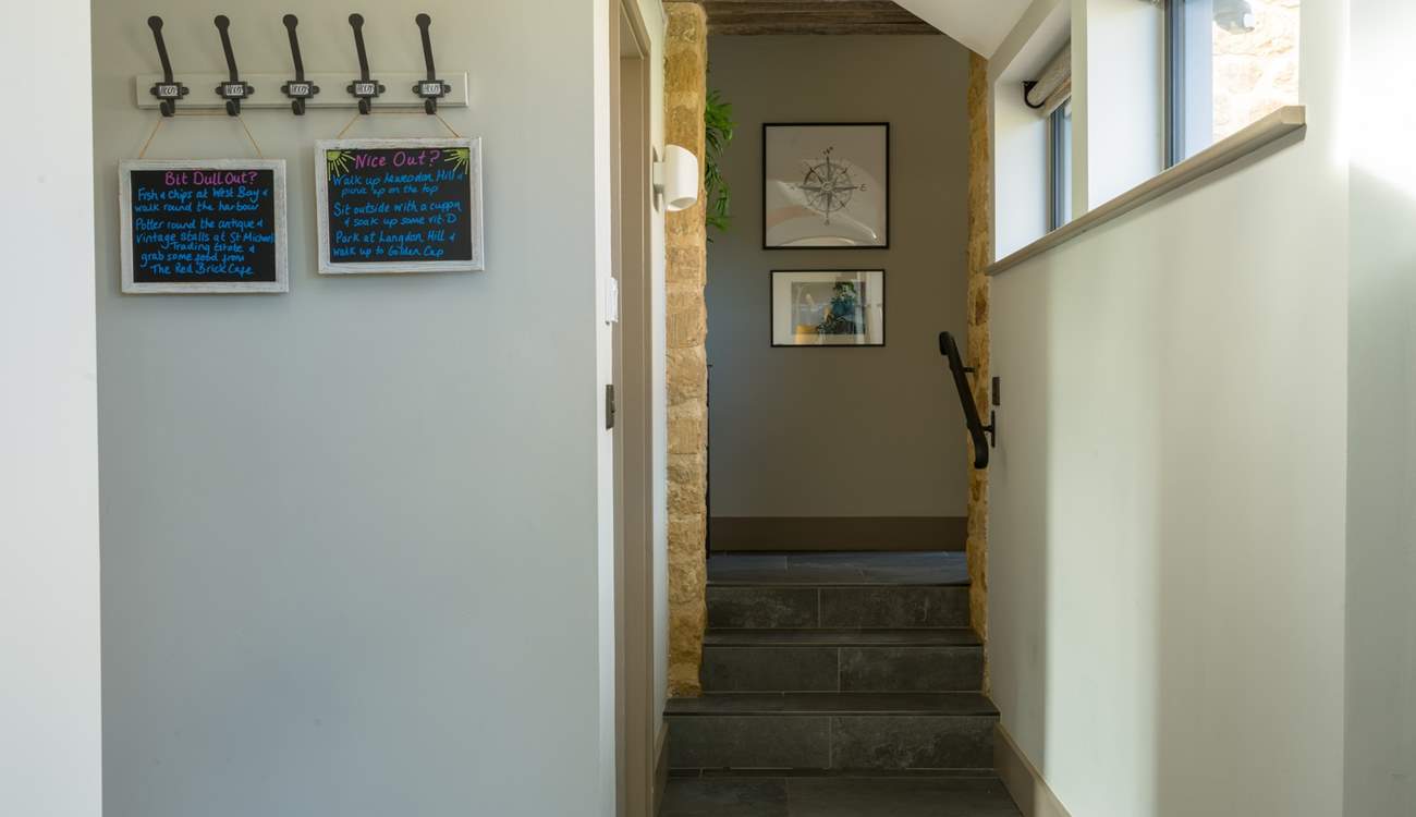 Clever little touches throughout include personalised chalkboard recommendations and local tips. Be mindful of the steps up to both bedrooms.