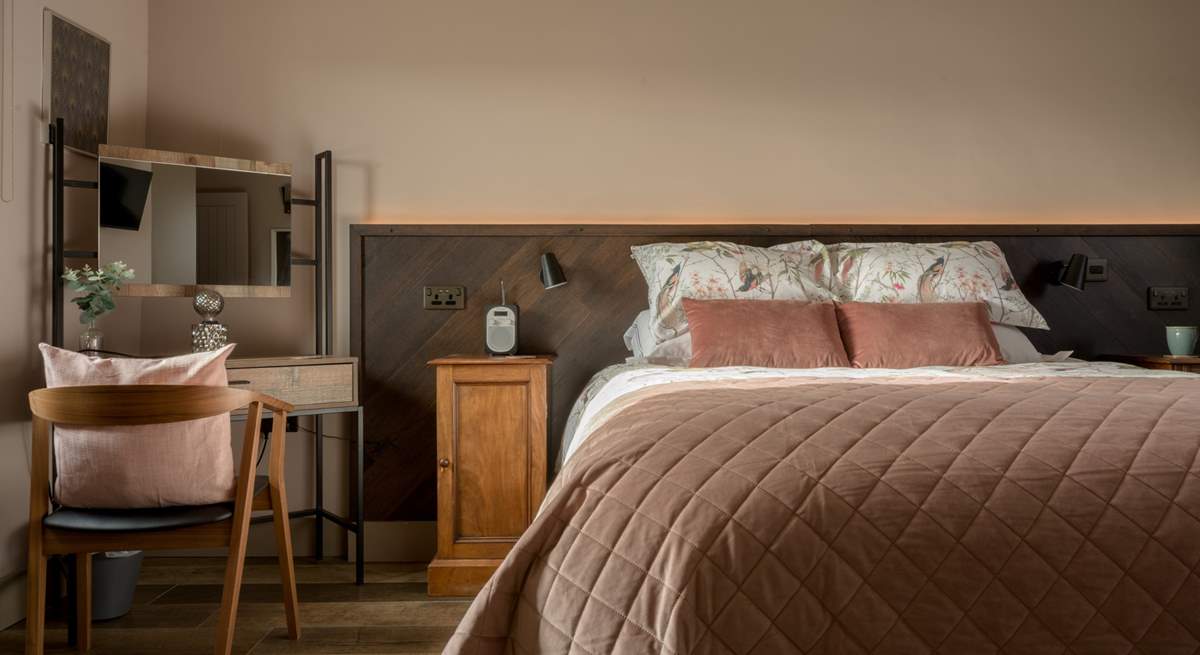 The bedrooms are luxurious and calming.