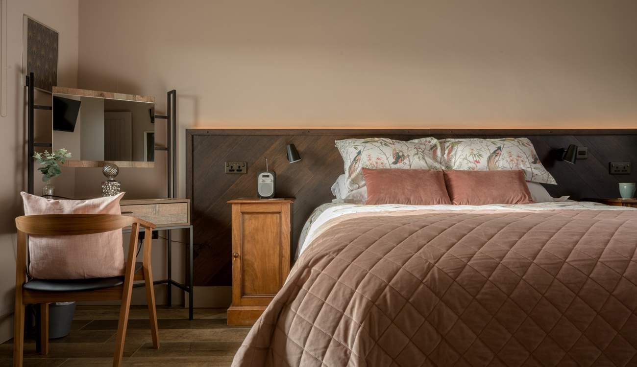 The bedrooms are luxurious and calming.