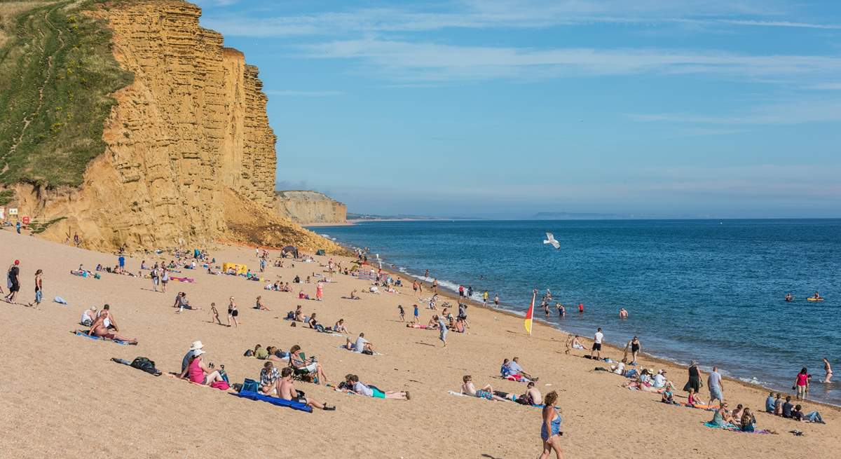 West Bay is fantastic for fossil hunting, sunbathing and a spot of crabbing off the quay.