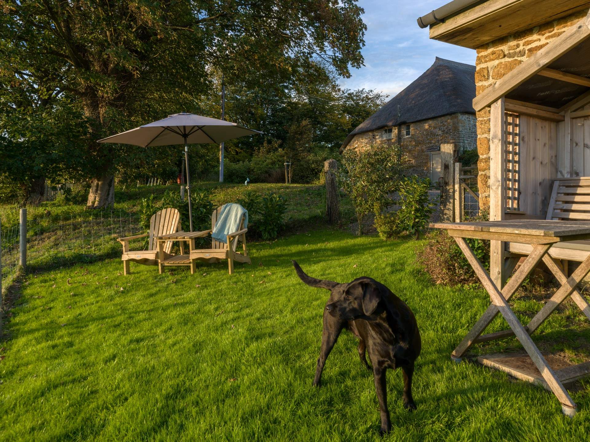 Your four-legged friends will enjoy the enclosed space. The garden has chairs, a barbecue and an arbour to cosy up and drink in the views across the Marshwood Vale.