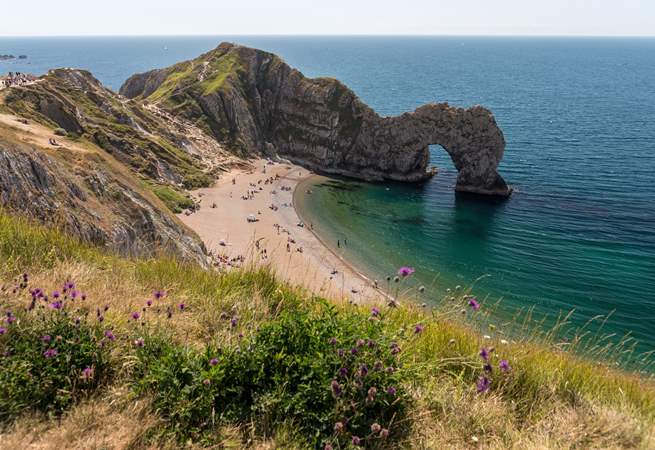 The iconic Durdle Door with Lulworth Cove a short distance away.