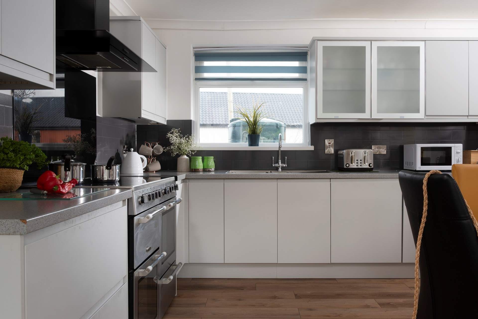 The kitchen is stylish yet practical.