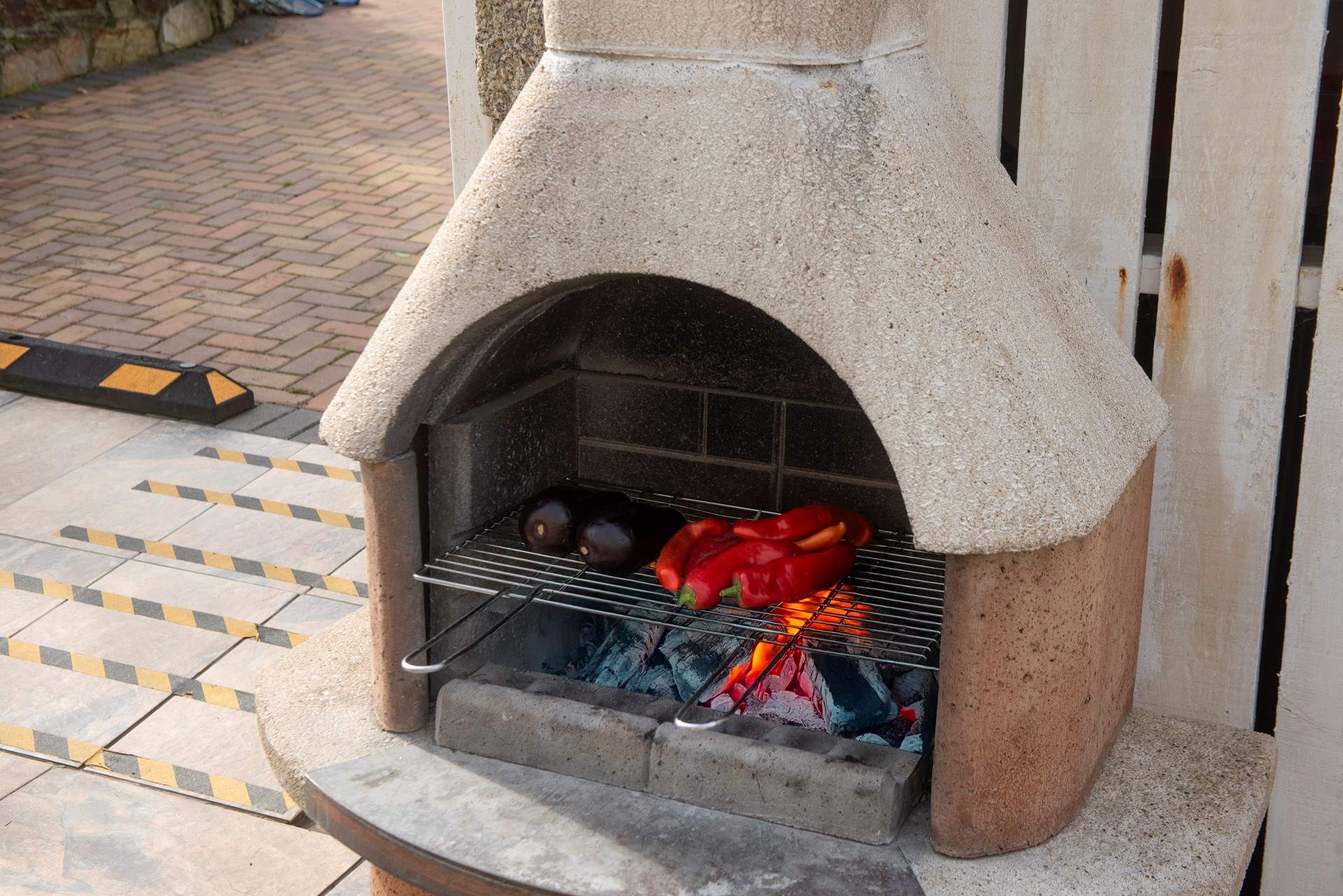 The chiminea is perfect for warming cooler evenings and toasting veggies and marshmallows.