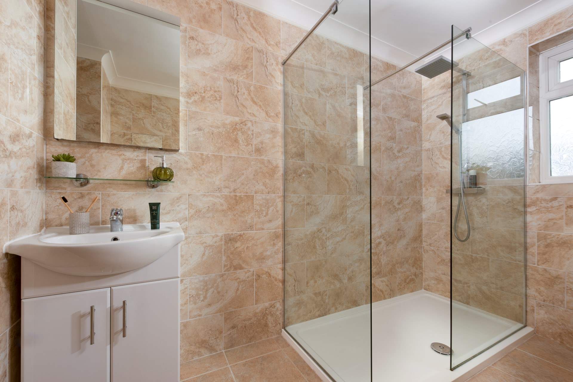 The sparkling family shower-room on the ground floor.