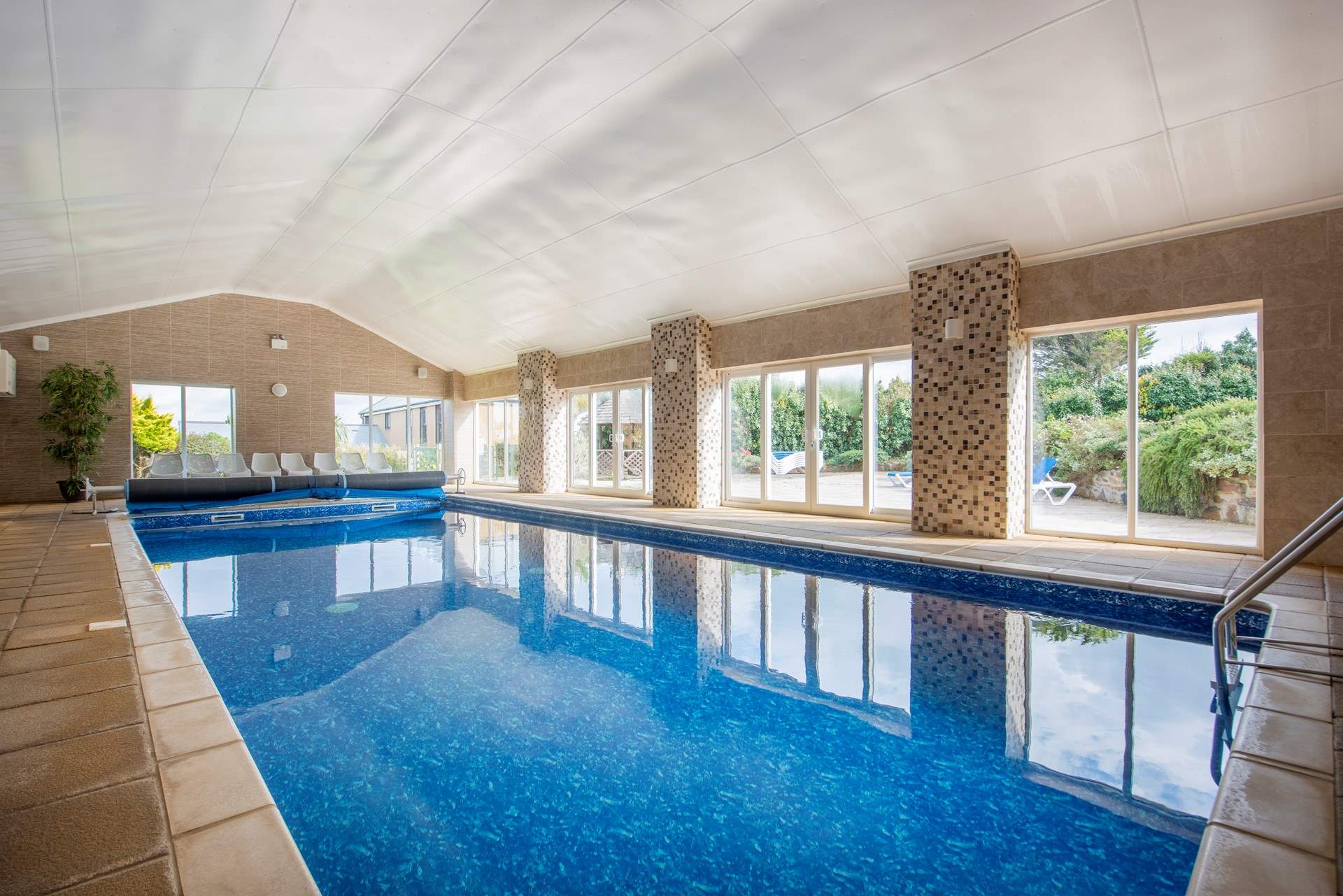 The invitingly warm indoor pool.