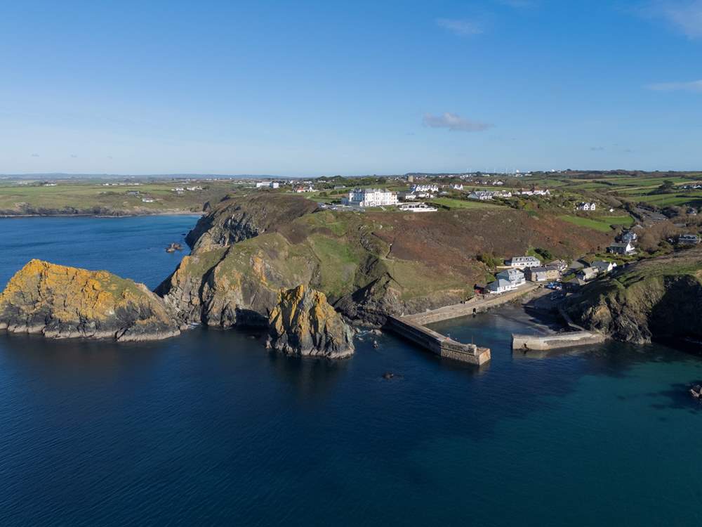 Mullion Harbour from the air.