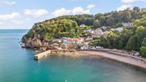 Looking back at No 5 Seaview Cottages and Babbacombe Bay and beach. What a glorious spot, especially as you have the super popular Cary Arms and Spa just below you.