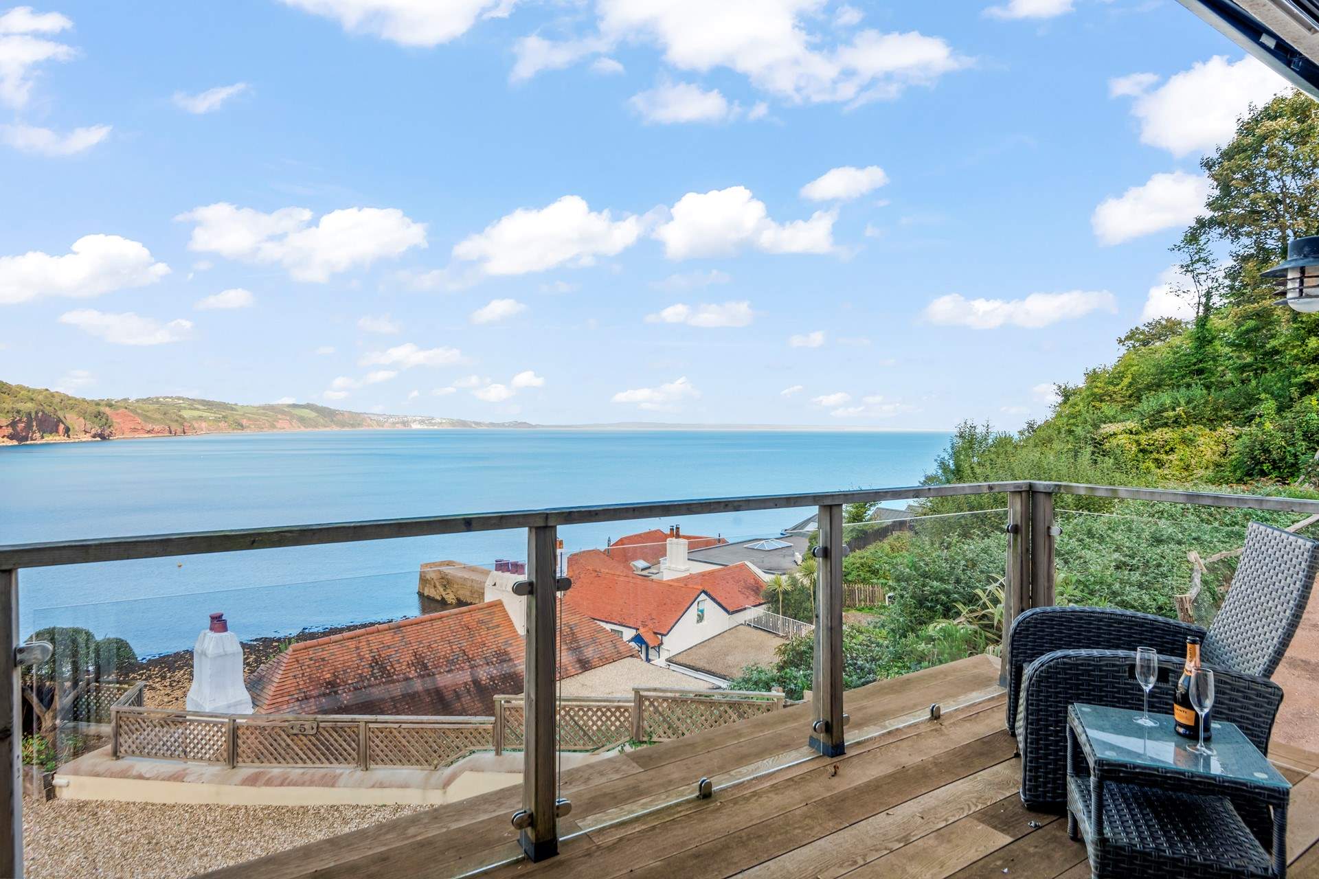 A glass of something sparkling and a sea view, what more could you wish for on a sunny day in Devon.
