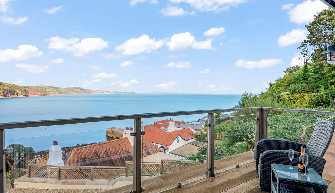 A glass of something sparkling and a sea view, what more could you wish for on a sunny day in Devon.