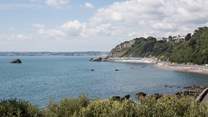 The blue flag beach at Meadfoot. One of the many stunning beaches and coves which can be enjoyed along this glorious coastline.