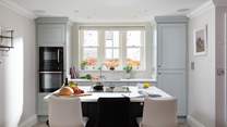 The stylish and well-equipped kitchen. 
