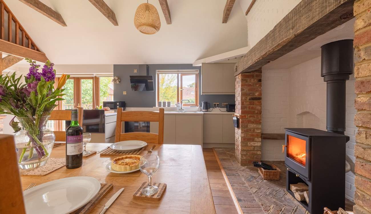 So cosy with its inglenook fireplace and wood-burning stove.