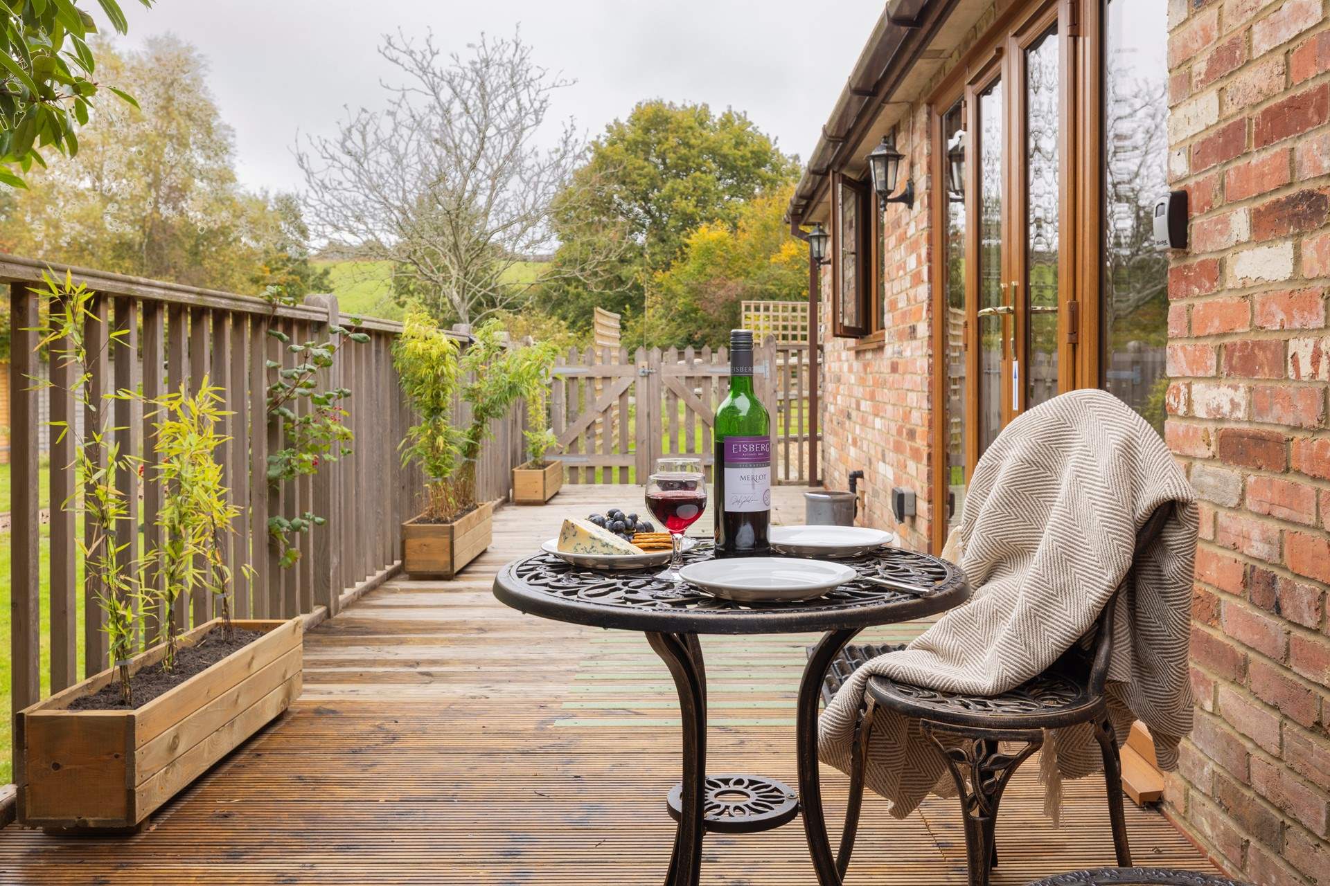 The private deck-area is a nice spot to relax. 