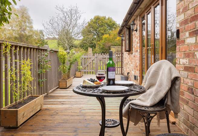 The private deck-area is a nice spot to relax. 