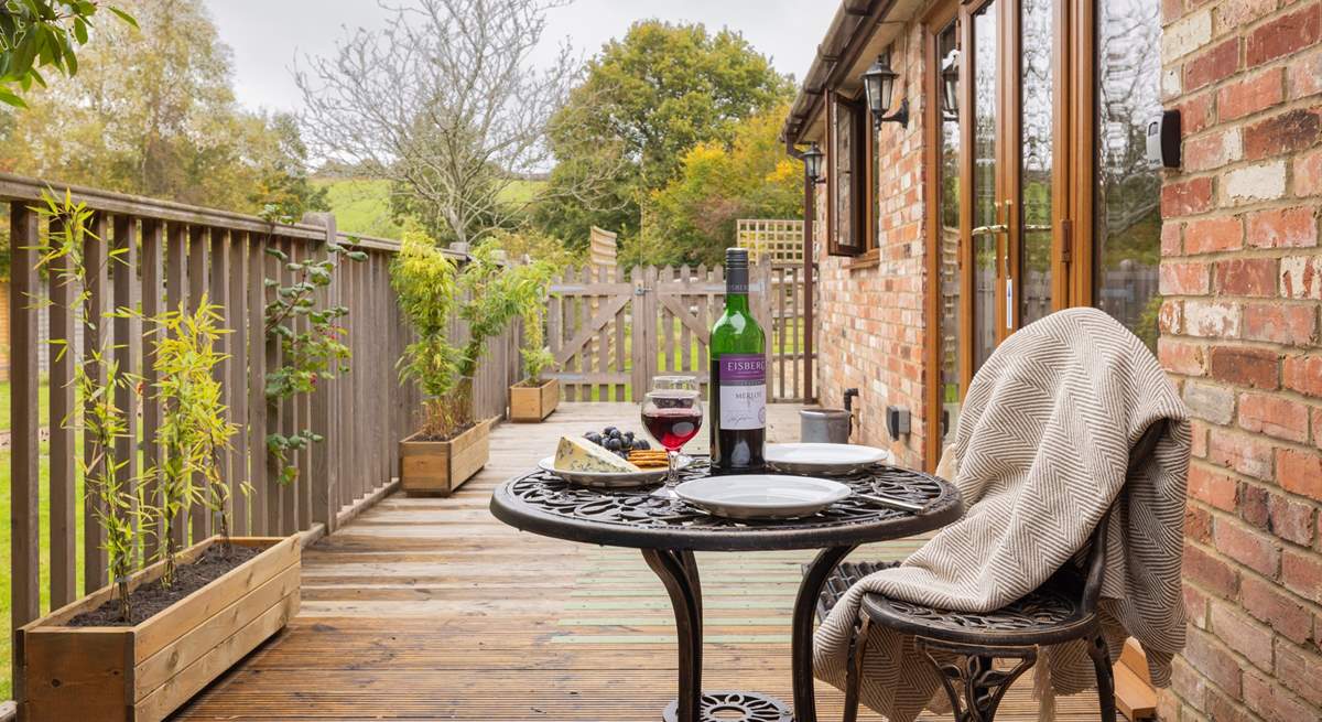 The private deck-area is a nice spot to relax. 