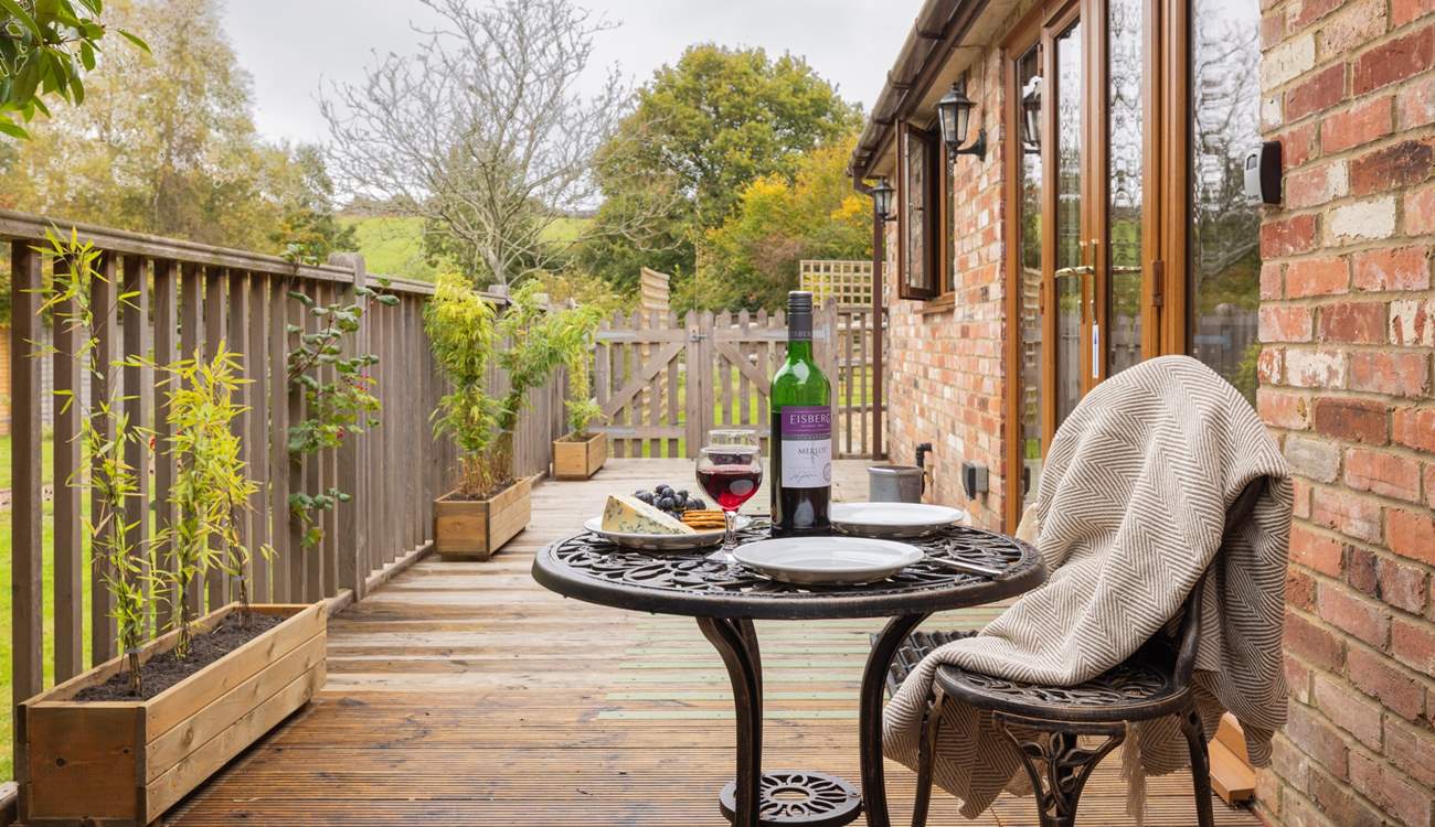 The private deck-area is a nice spot to relax. 