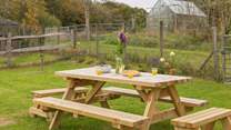 The garden in front of of the annexe is not accessible to guests, however there is this lovely private garden with picnic bench.
