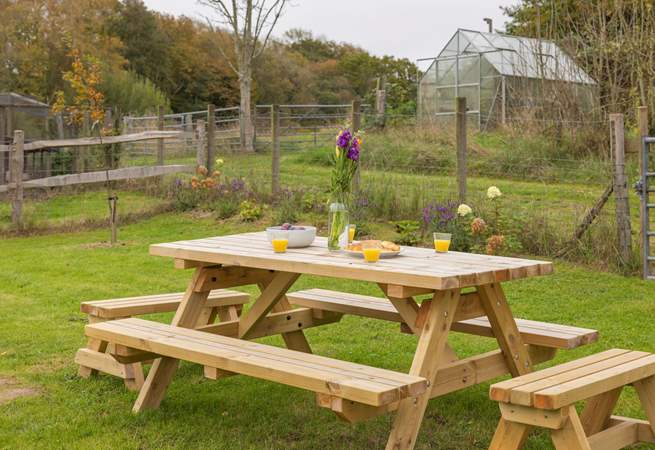 The garden in front of of the annexe is not accessible to guests, however there is this lovely private garden with picnic bench.
