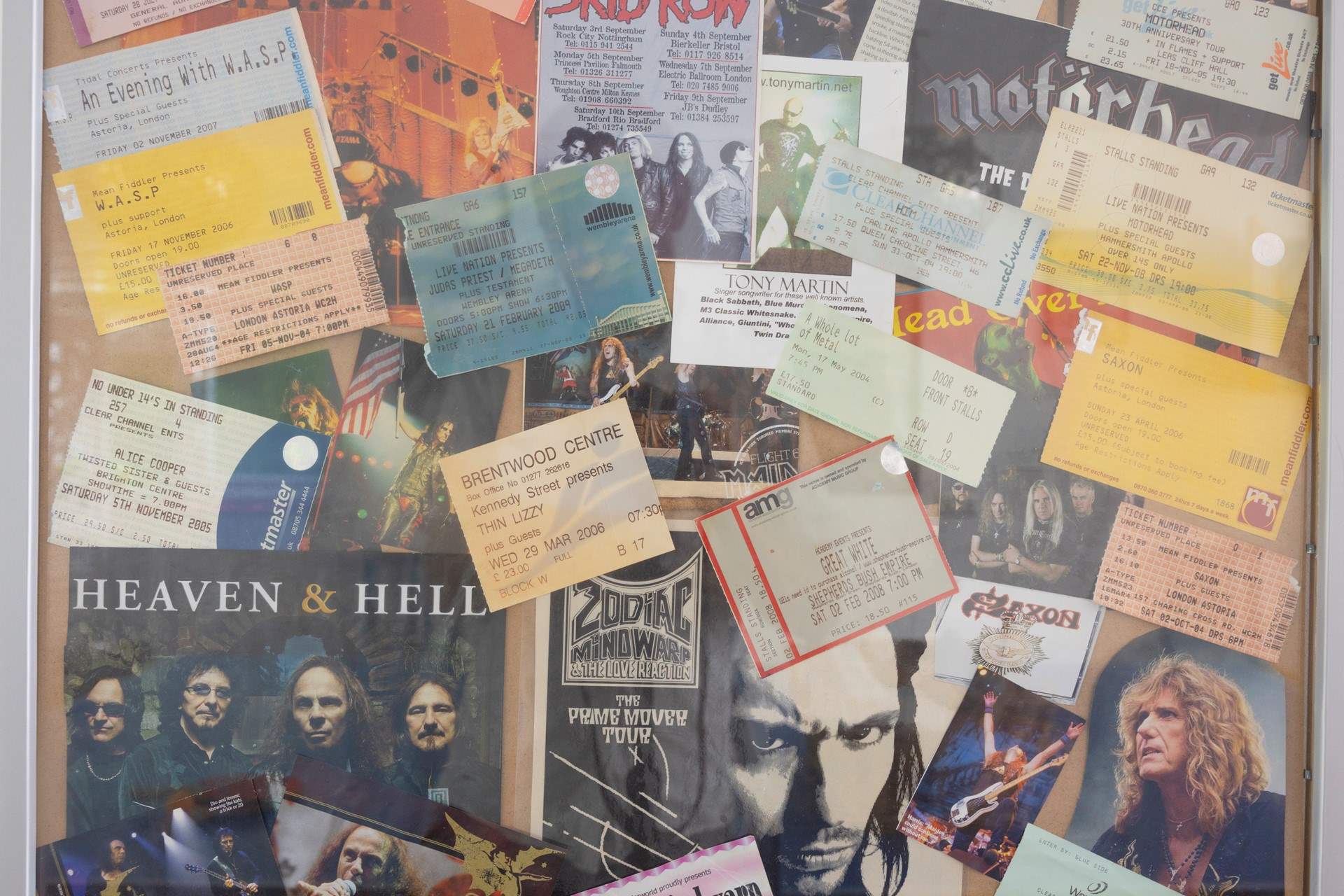 The walls around the games-area are adorned with rock memorabilia.