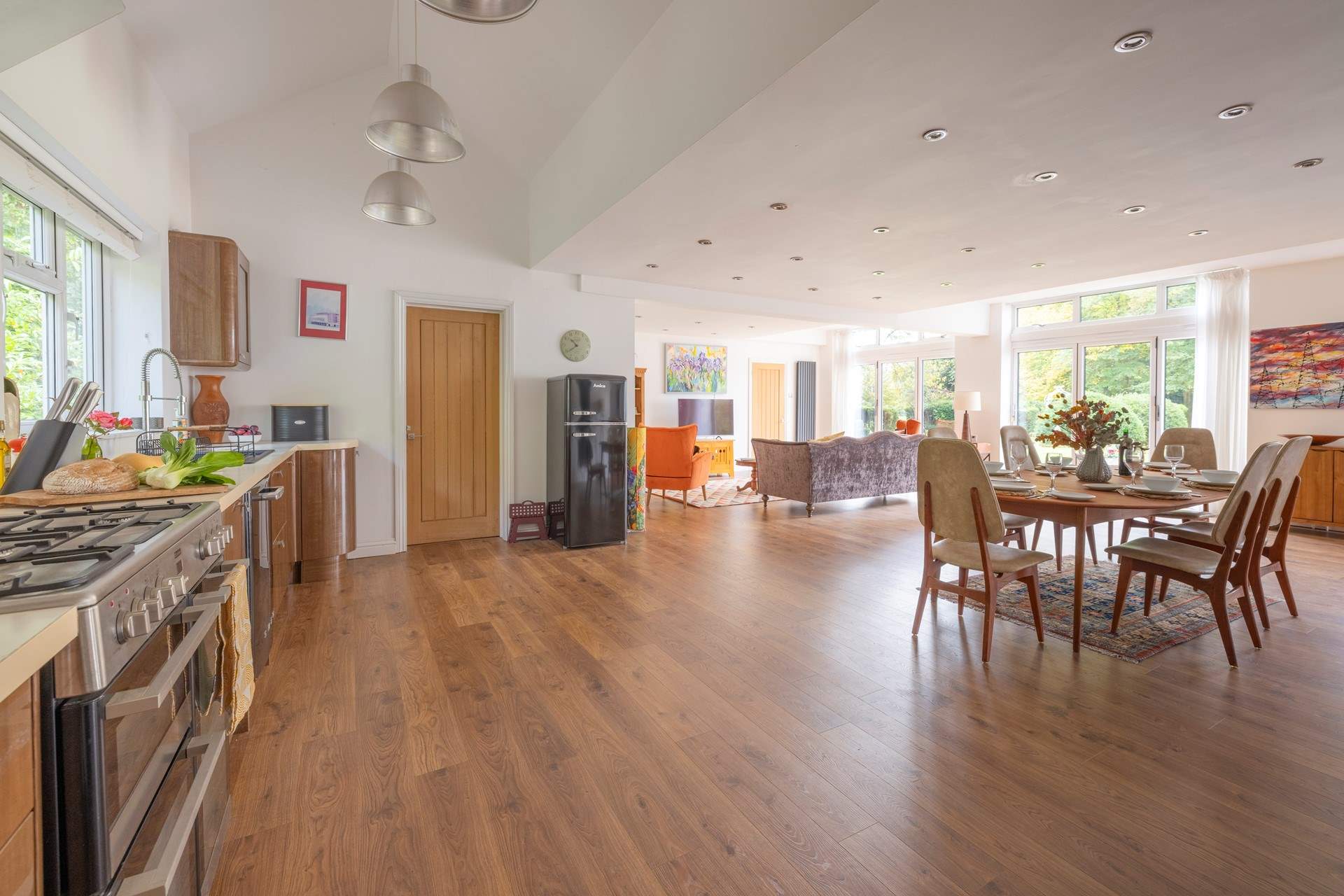 The open plan living area makes this holiday home a great space for entertaining.