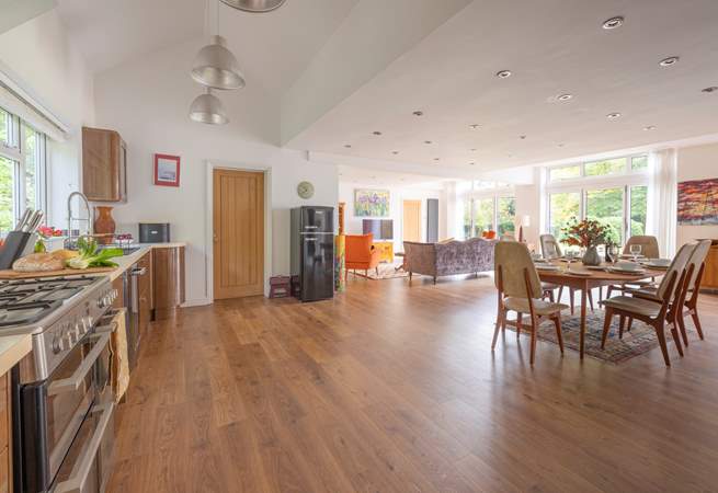 The open plan living area makes this holiday home a great space for entertaining.