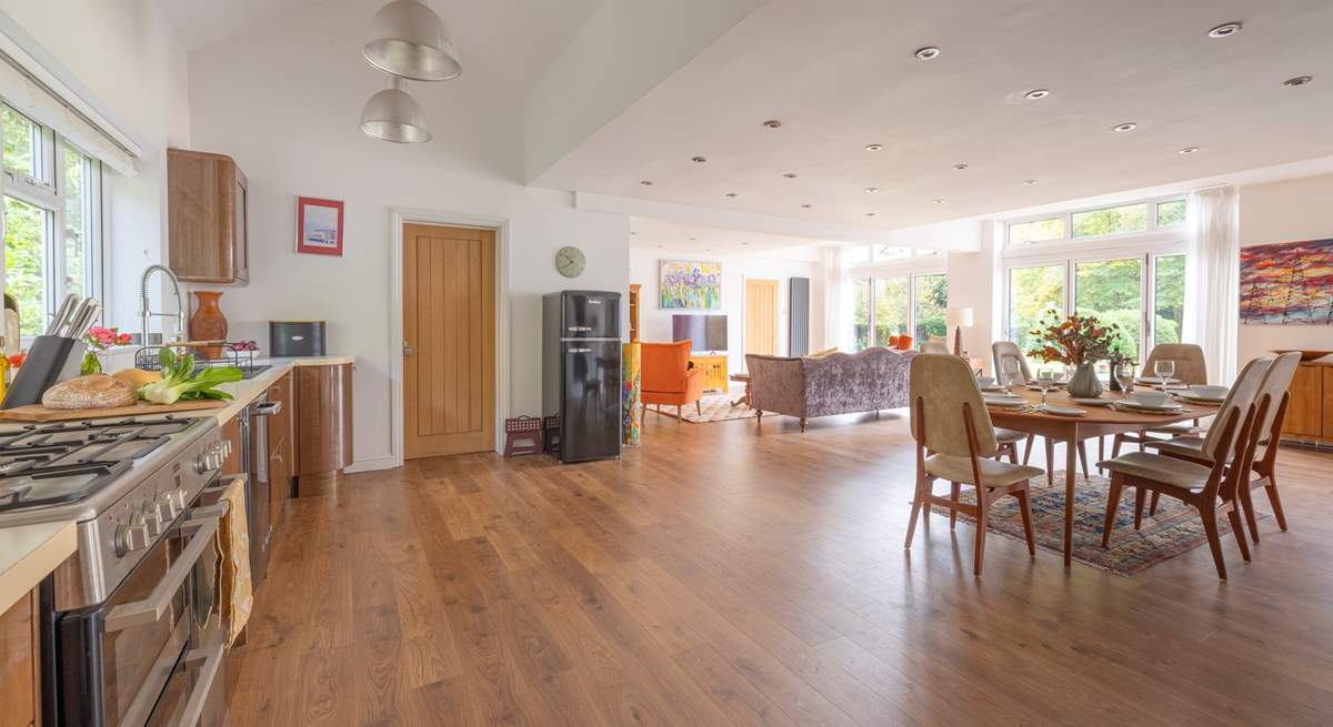 The open plan living area makes this holiday home a great space for entertaining.