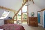 In a mountain chalet style, there are no curtains or blinds, but there are also no neighbours!