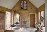 The splendid entrance hall connects the lodge house to the gamekeeper’s cottage
