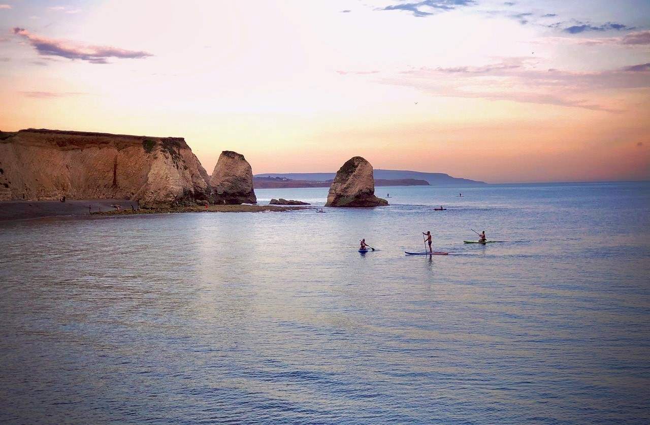 Freshwater Bay in West Wight is renowned for clear waters and spectacular scenery. 