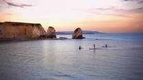 Freshwater Bay in West Wight is renowned for clear waters and spectacular scenery. 
