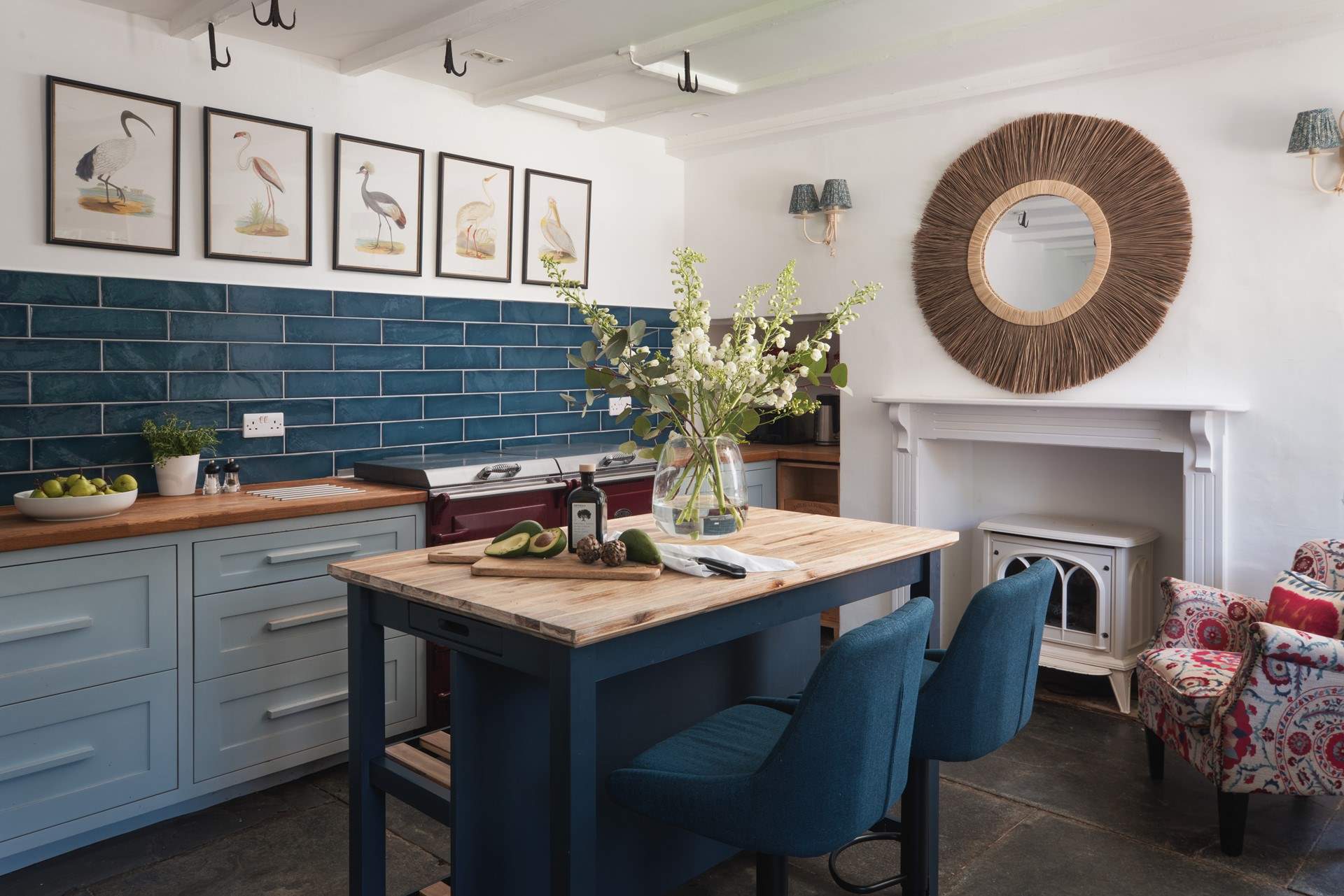 The farmhouse-style kitchen.