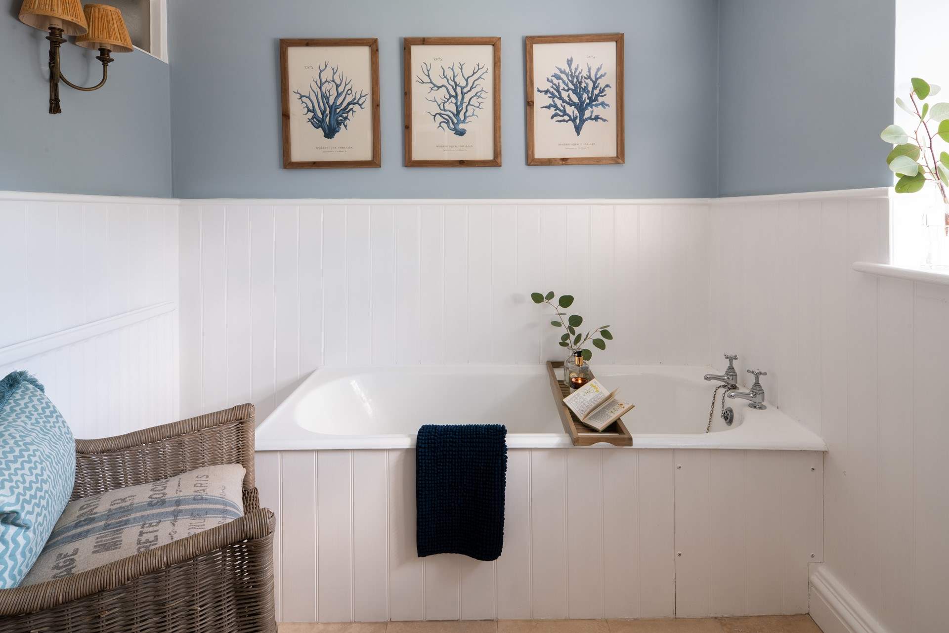 Enjoy a leisurely soak in the family bathroom.