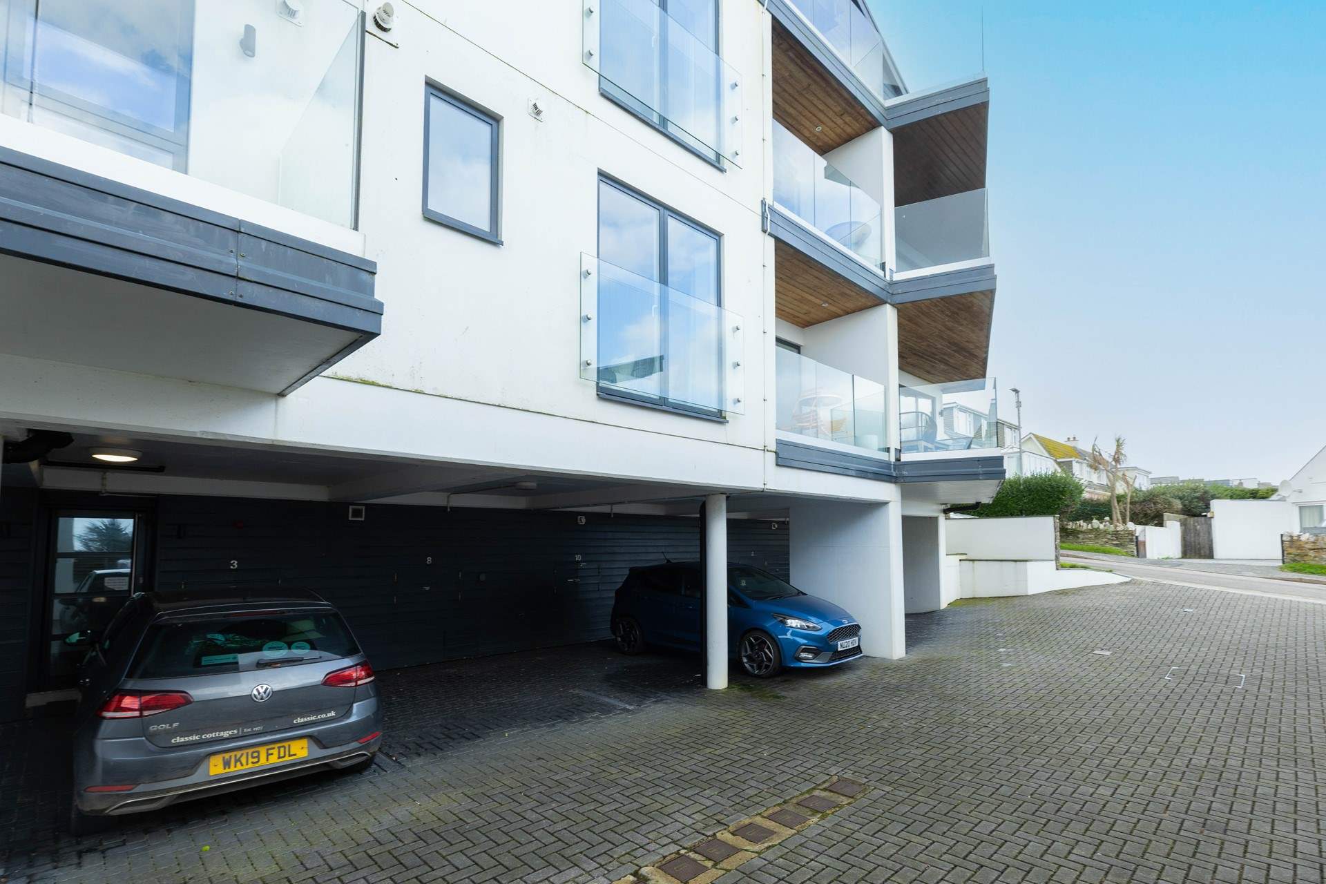 There is parking for one medium-sized car. 