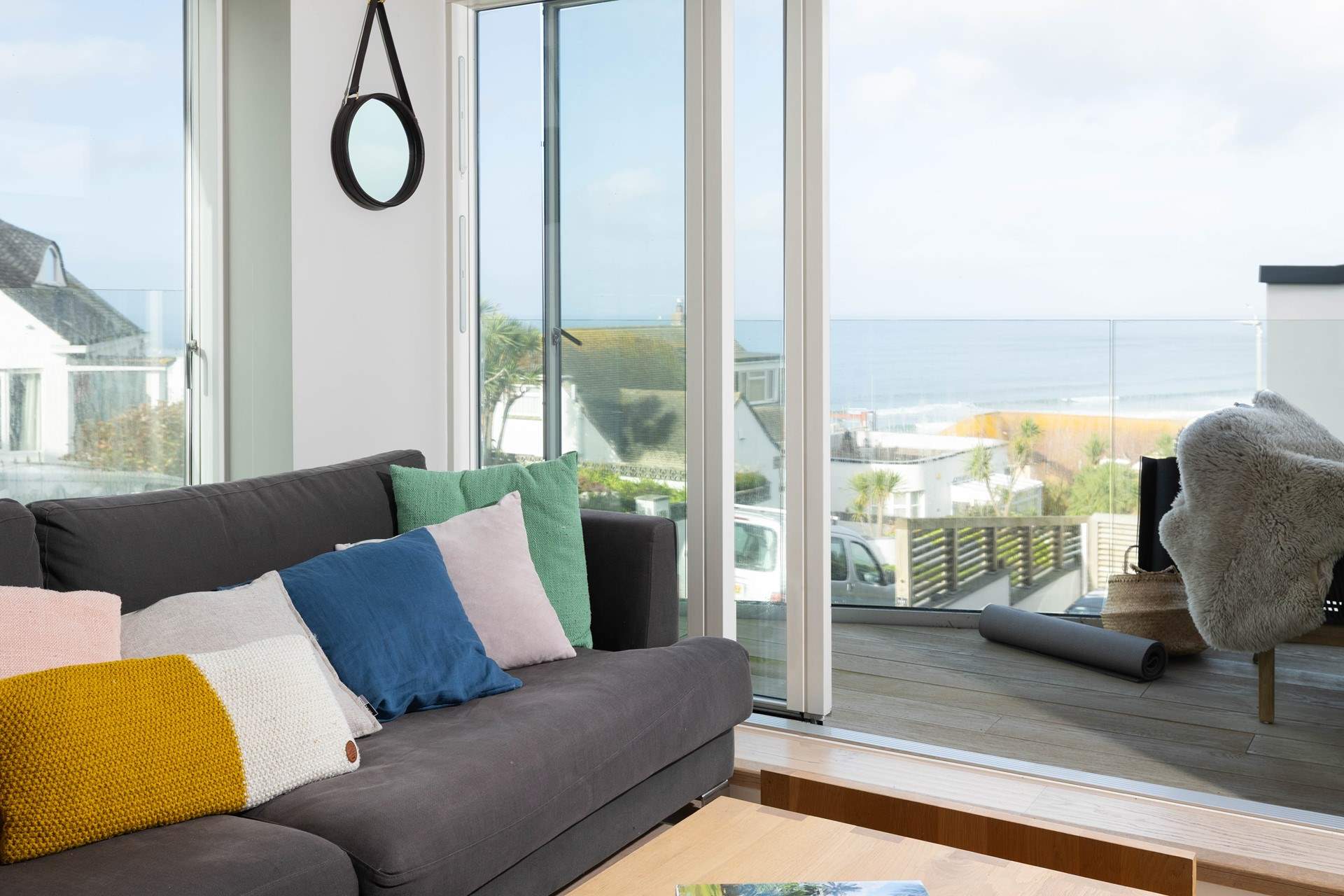 Oodles of space for everyone to relax overlooking the sea. 