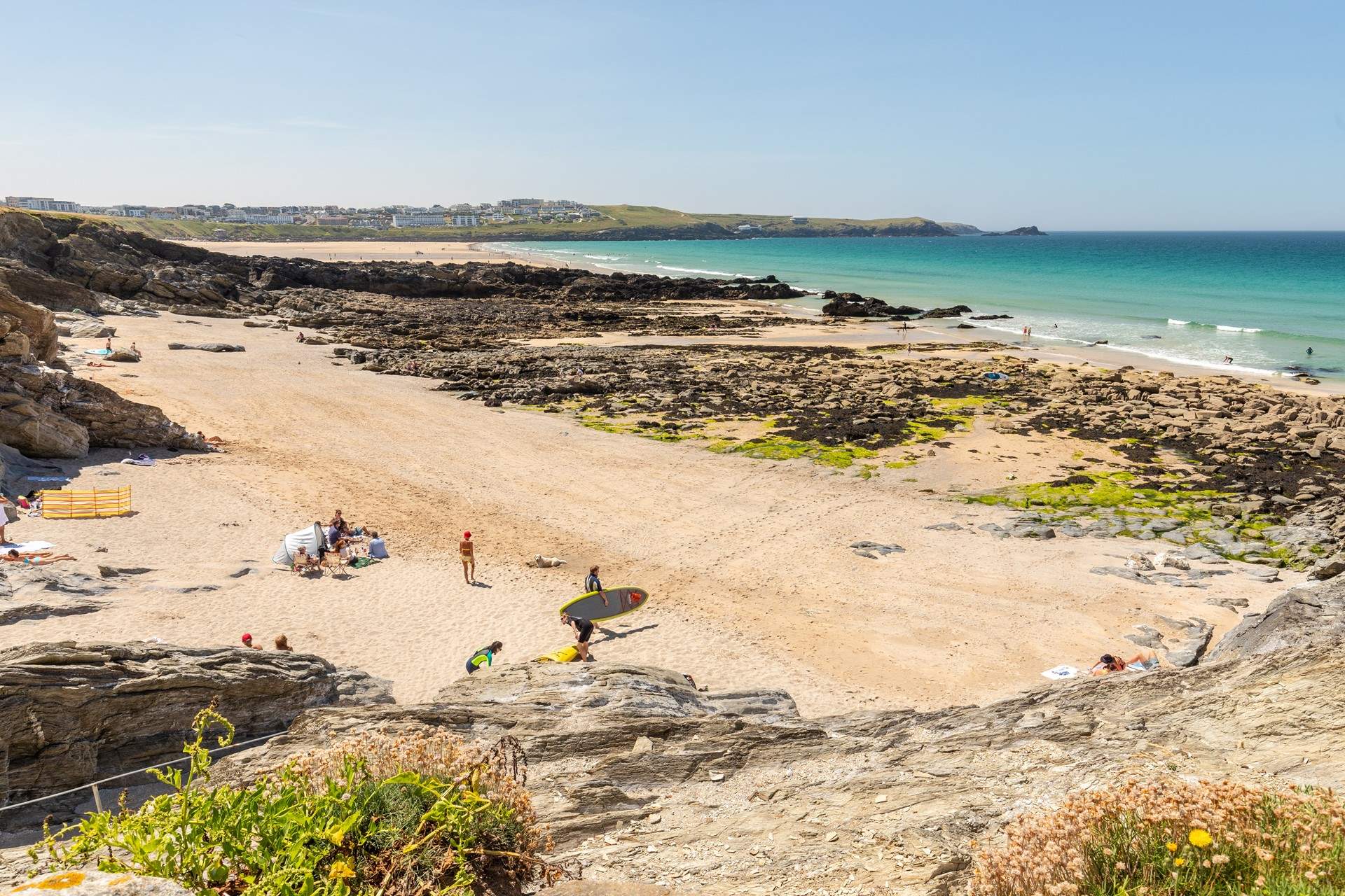 Walk along the coast to find Little Fistral tucked at the far end of the beach. 