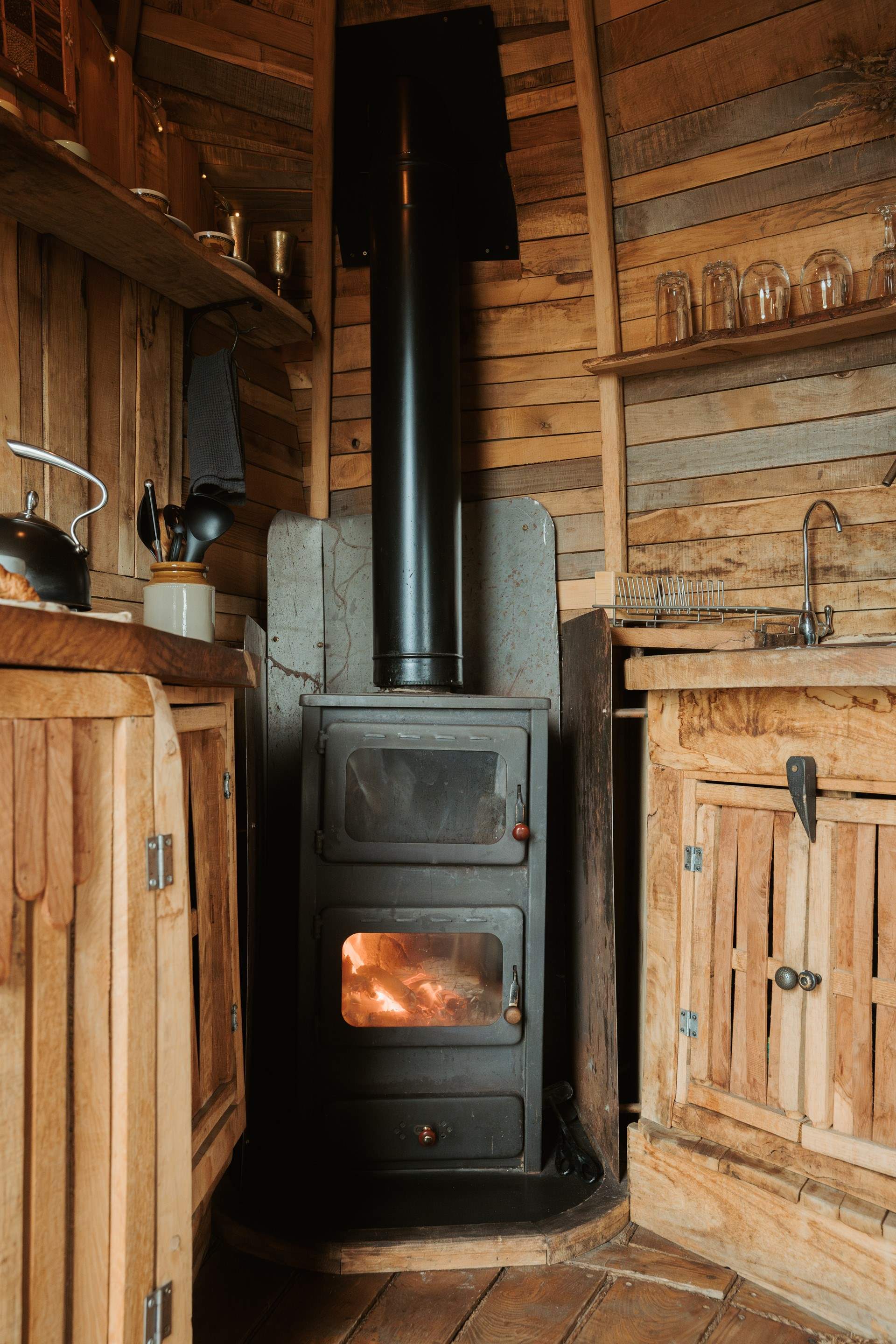 The toasty wood-burner adds warmth throughout.