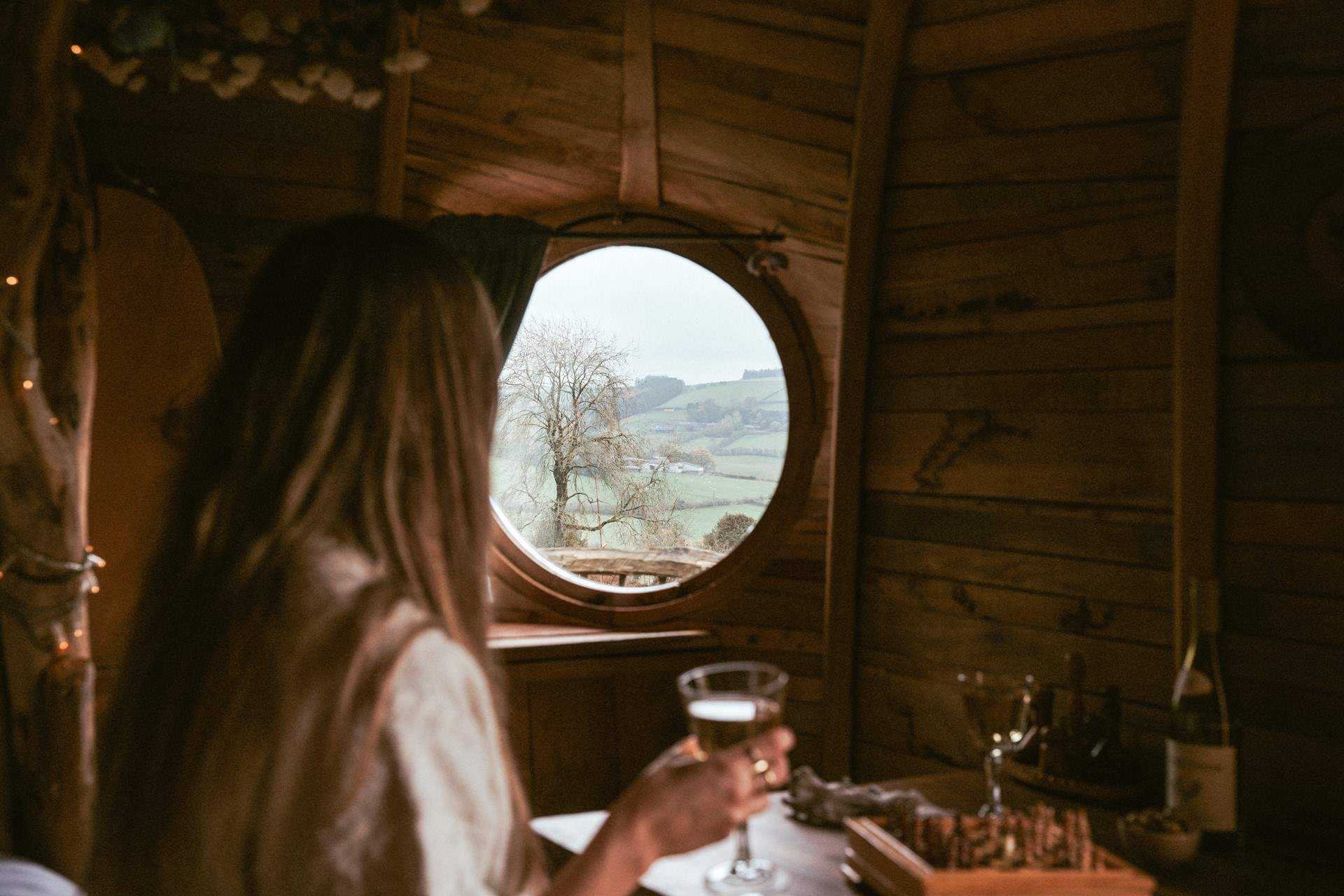 Gaze out over the fields as the sun dips below the rolling hills.