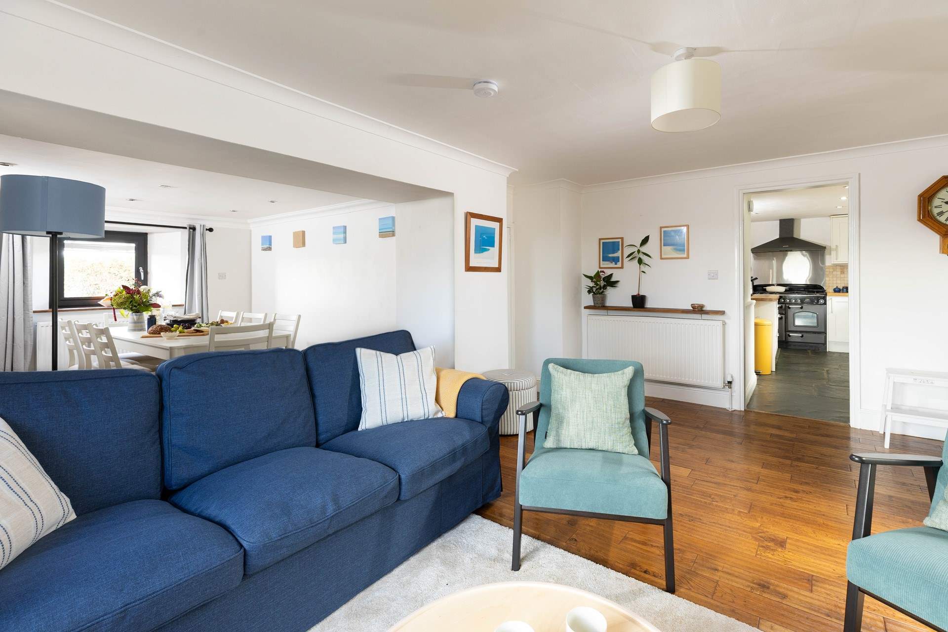 The sitting-area leads into the kitchen.