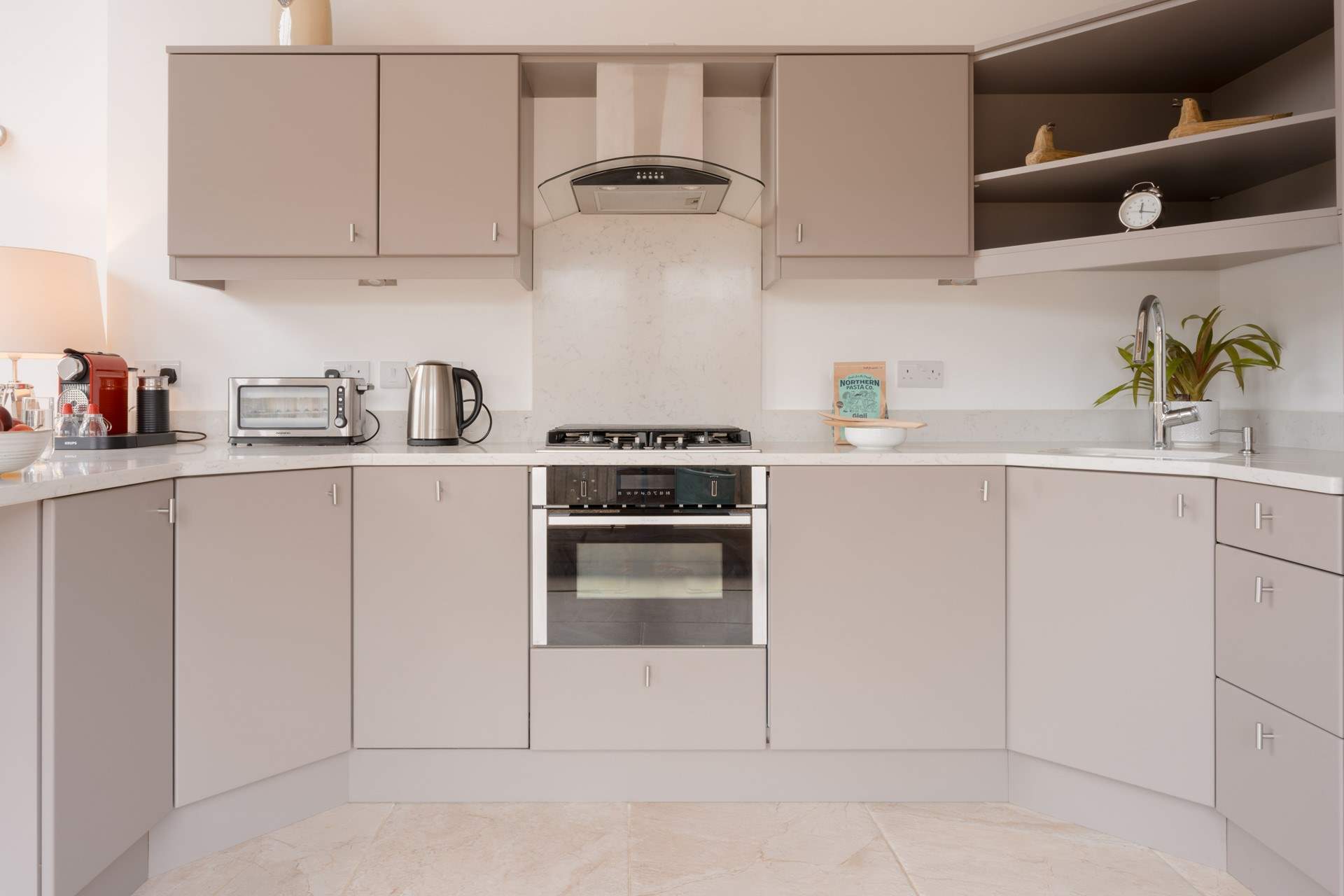 The kitchen is well thought out with all the fixtures and fittings you would expect from such a luxury conversion.