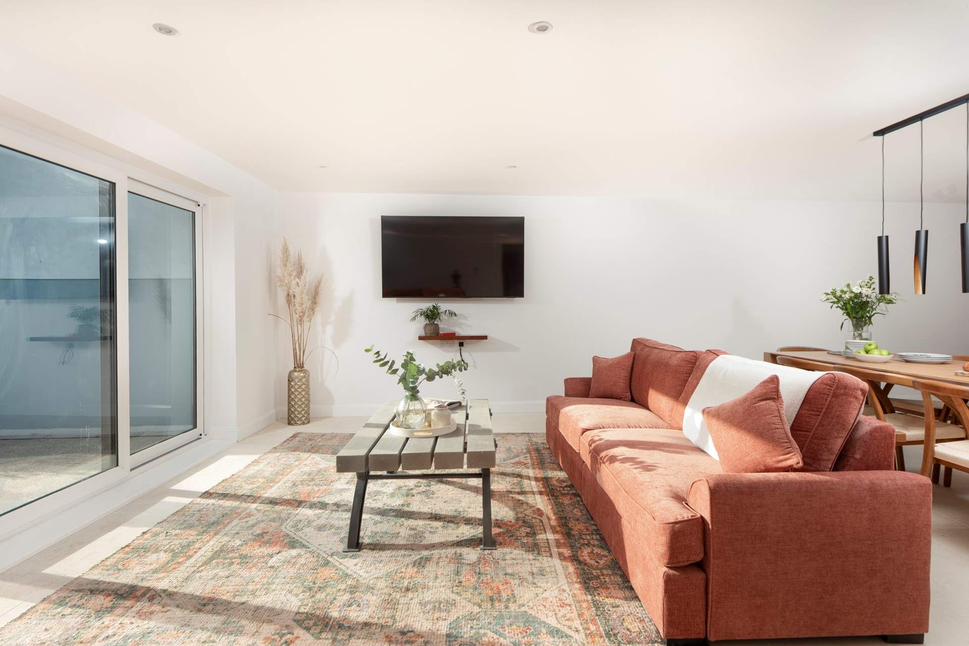 Should you need a different view, there's a large TV to keep you entertained.